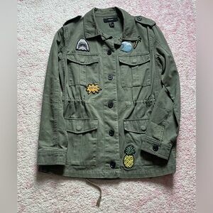 Forever 21 Army Green Utility Jacket Womens Patches Sz small